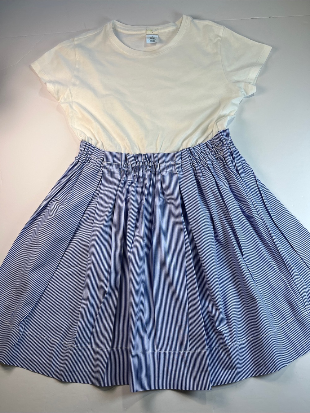 Crew Cuts Blue Pinstripe Elastic-Waist Dress Girls Sz 10